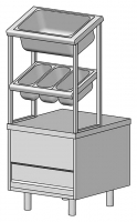 Прилавок для столовых приборов и хлеба ЦМИ Волга ПСПХ(3хGN1/3 и GN1/1) (630х700х1480 мм)